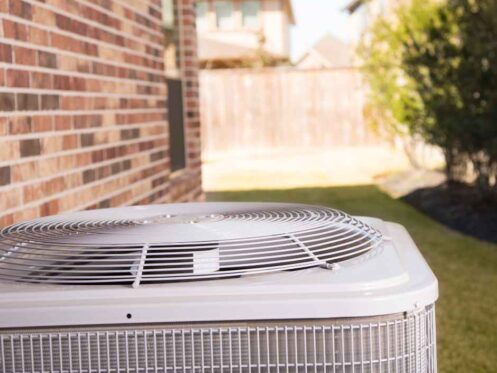 Air conditioning unit outside a home